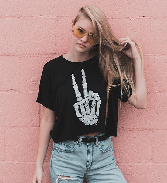 Girl wearing printed t shirt
